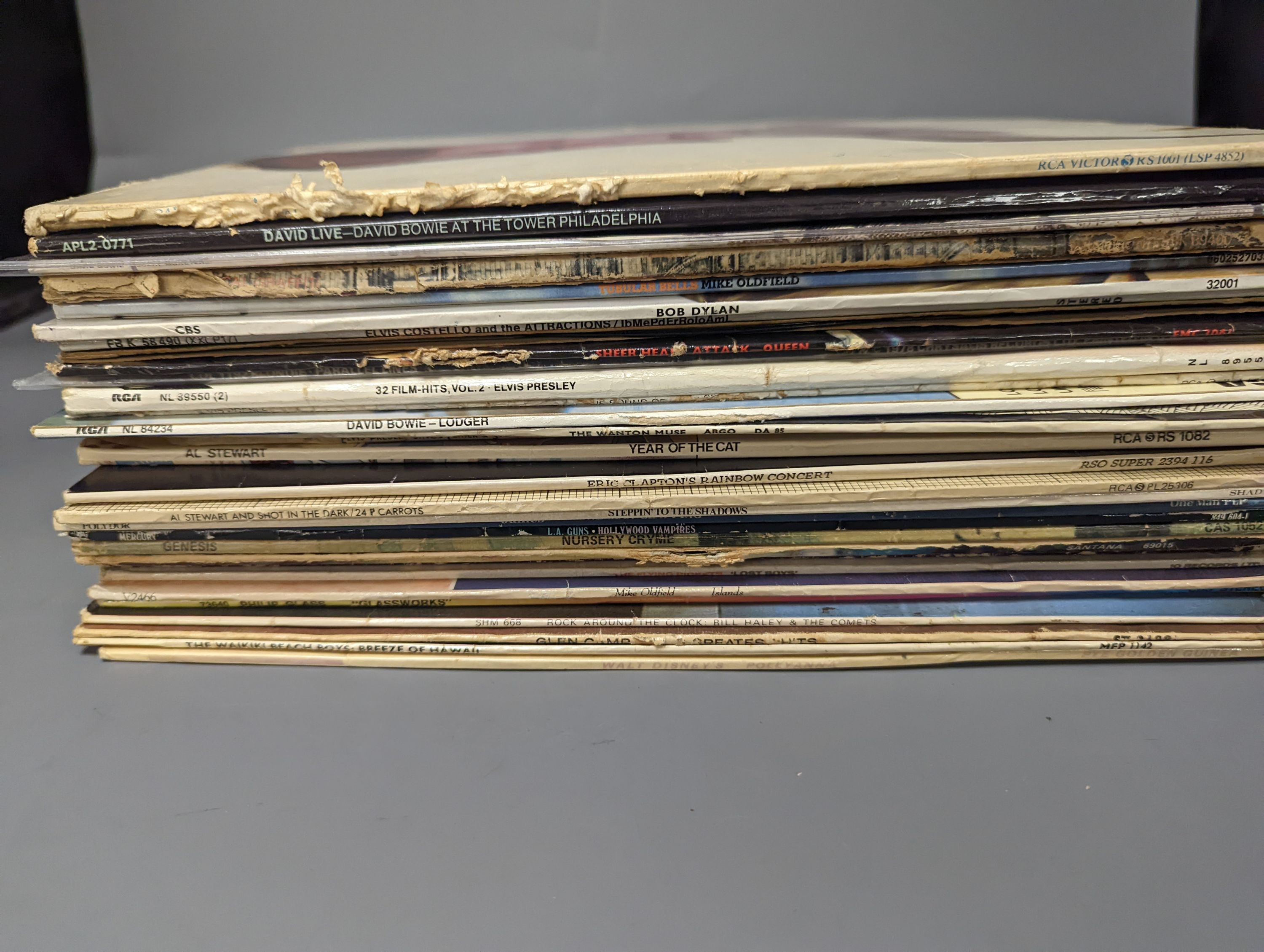 A quantity of records, Bowie, Led Zeppelin, Elvis
